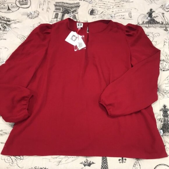 Anne Klein Shirred Shoulder Blouse - Picture 2 of 7